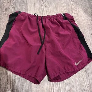 Nike Women's Maroon and Black Athletic Shorts